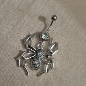 Spider charm belly button navel piercing with crystal accent
